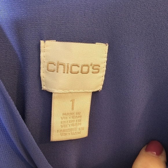 Chico's Blue Ruffle Midi Dress Women's Size 1 - Picture 6 of 10